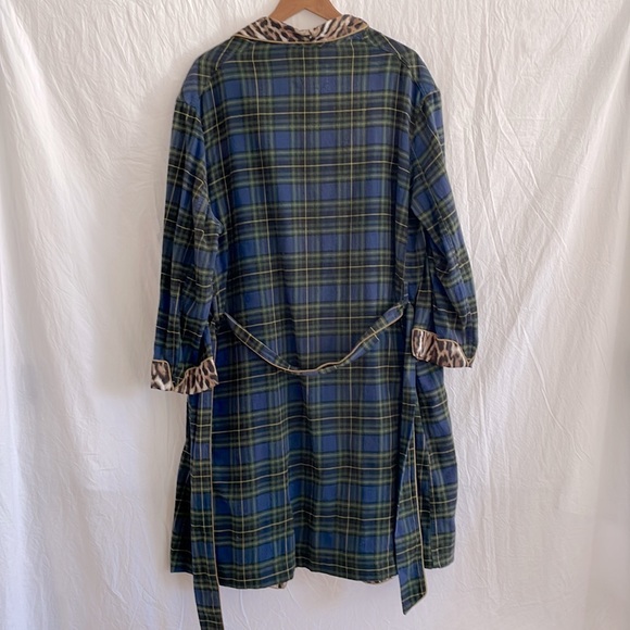 RARE NWOT R13 Plaid and Leopard Smoking Robe with trim detail - Picture 7 of 9